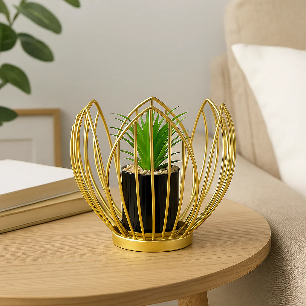 Gold Flower Plant Pot Set