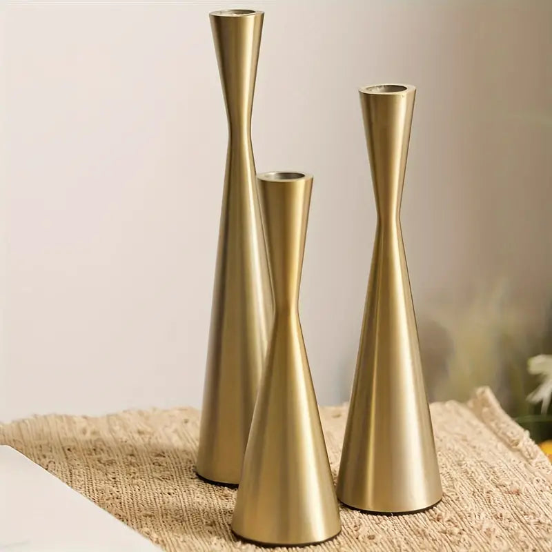 Sleek & Stylish Golden Radiance Candlesticks set